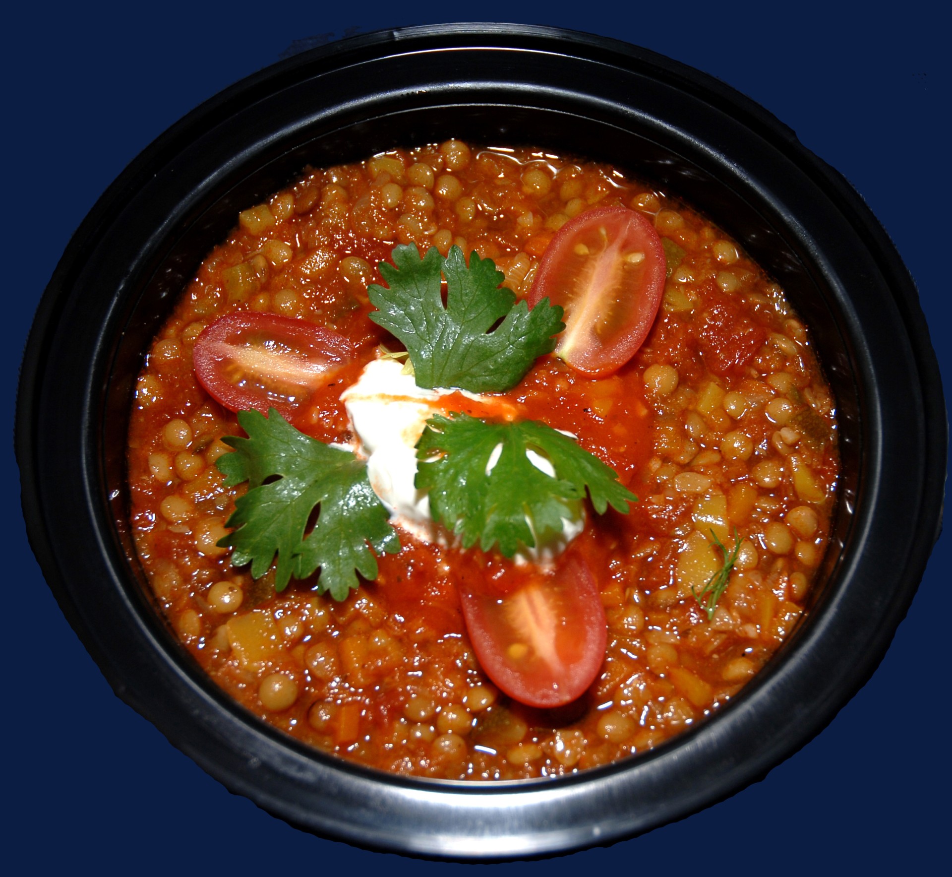 Lentil Chili in cooking pot