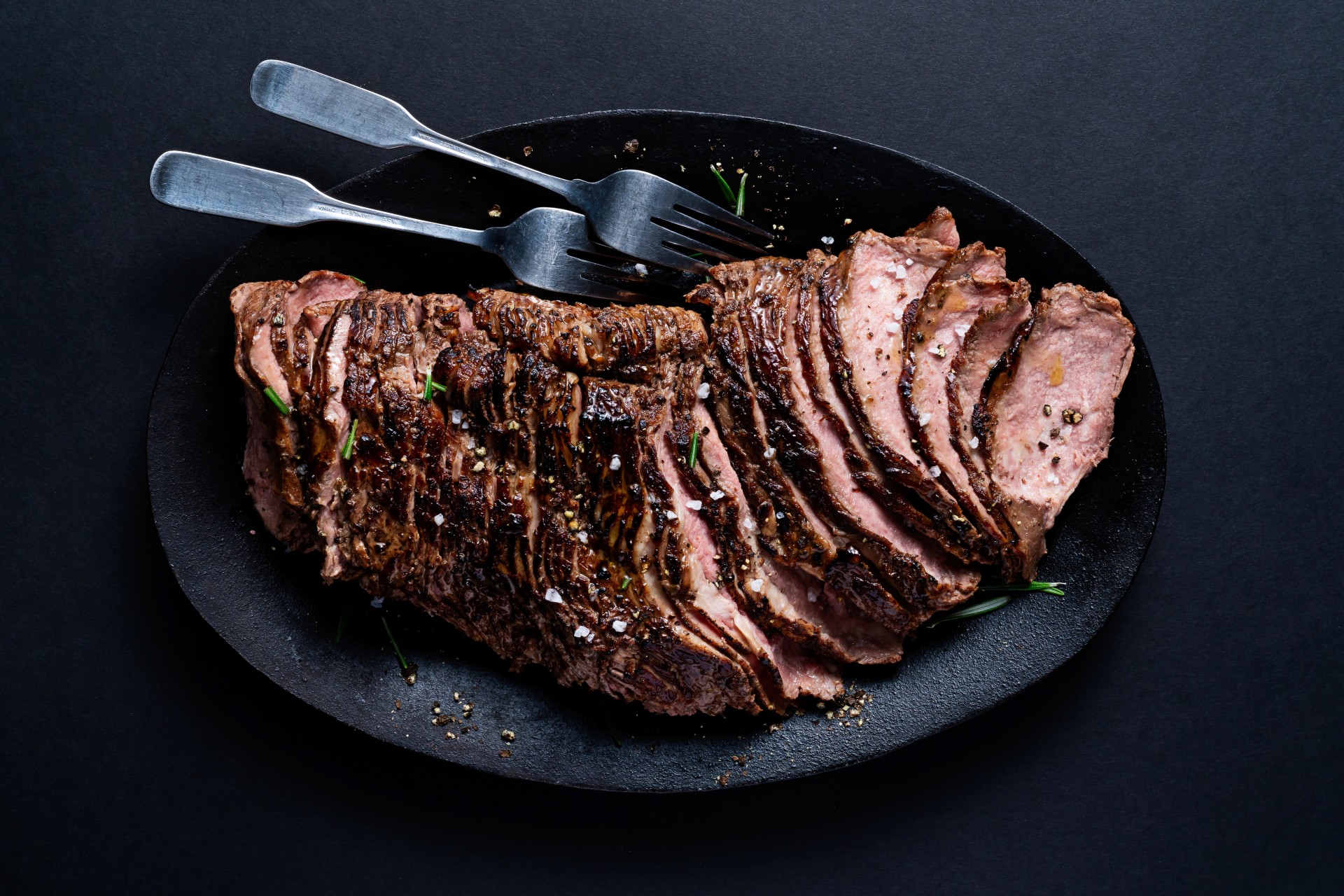 plated sliced roast beef