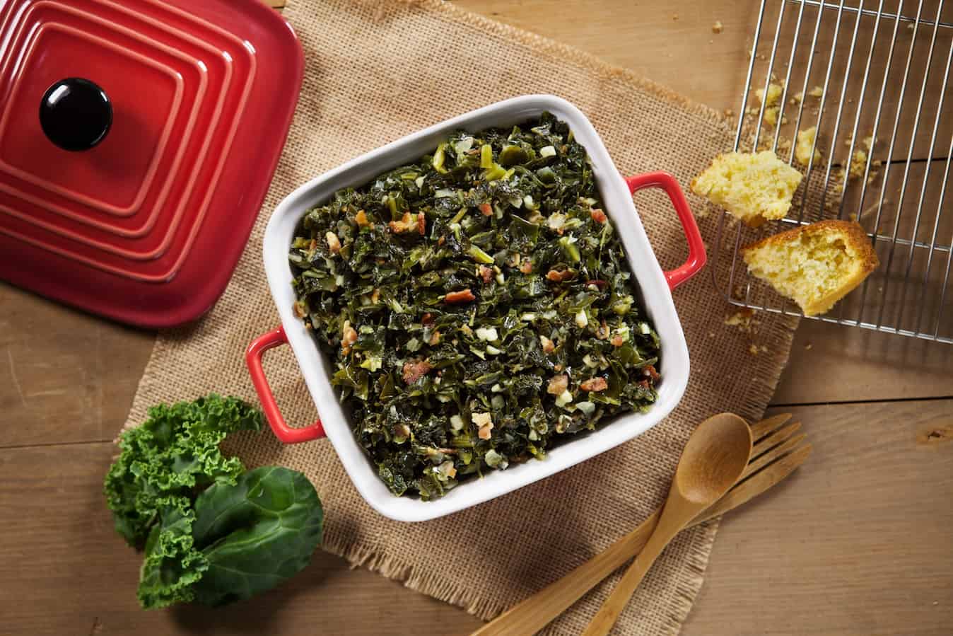 spicy greens in a serving dish