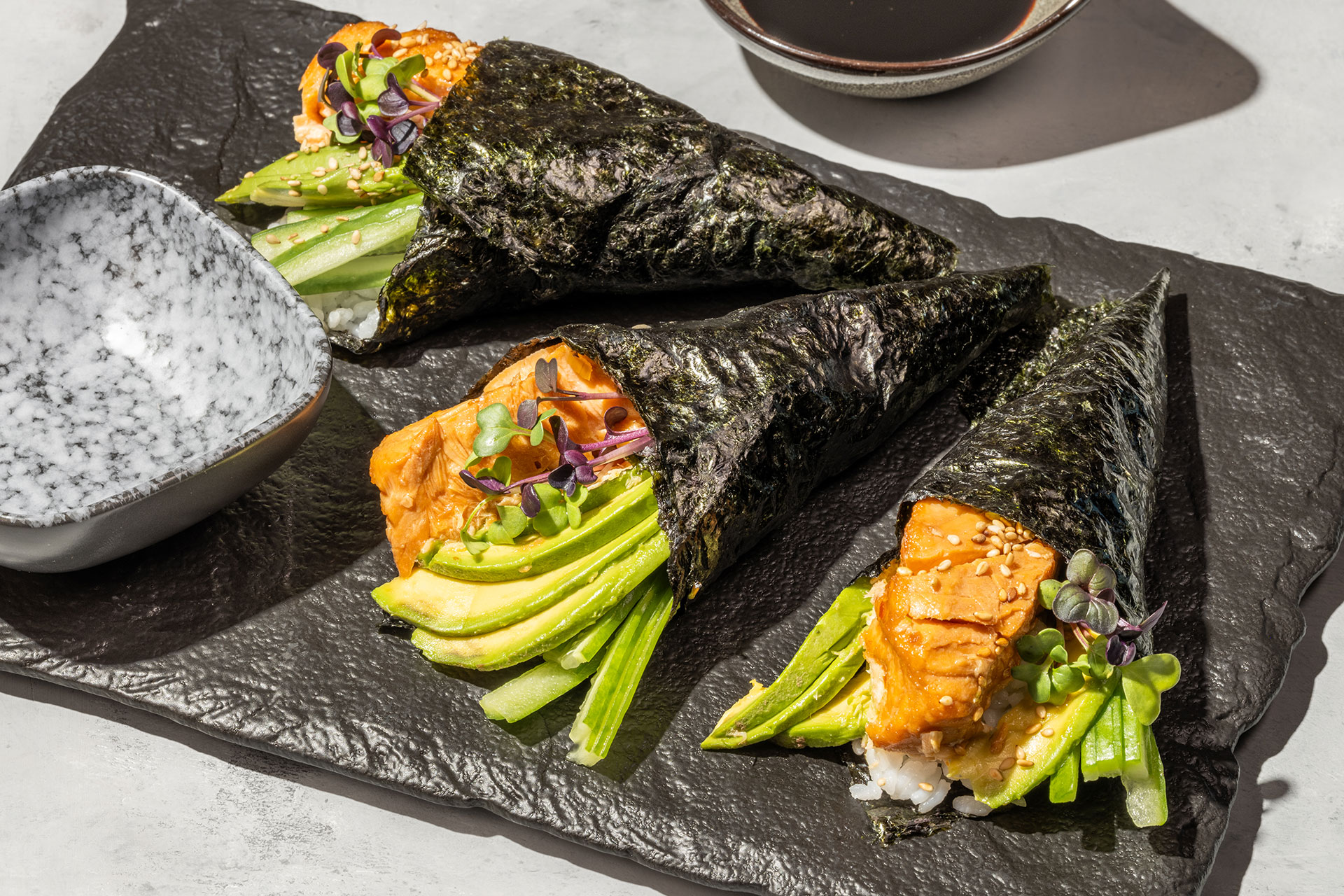 Sweet Chili Salmon Hand Rolls